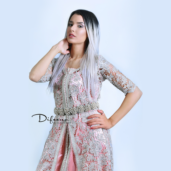 Moroccan Handmade Silver Lace Takchita