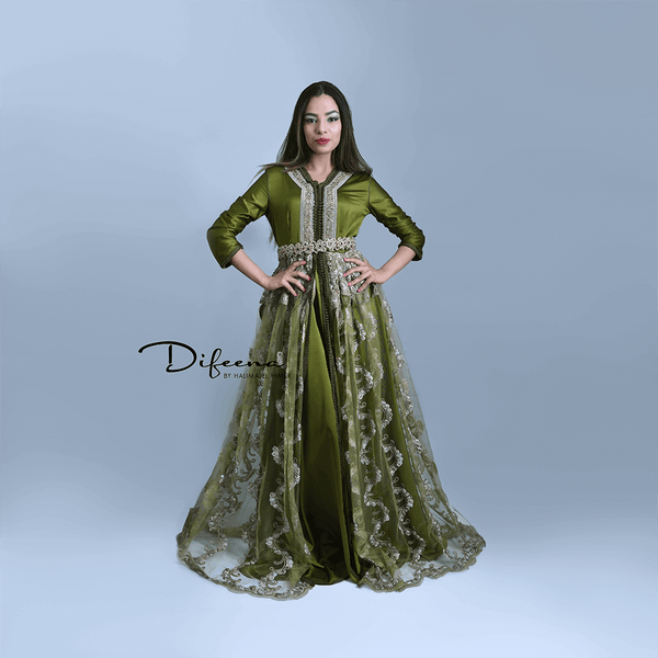 Moroccan Handmade Army Green Takchita