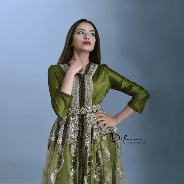 Moroccan Handmade Army Green Takchita