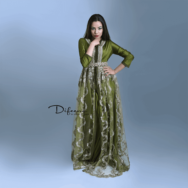 Moroccan Handmade Army Green Takchita